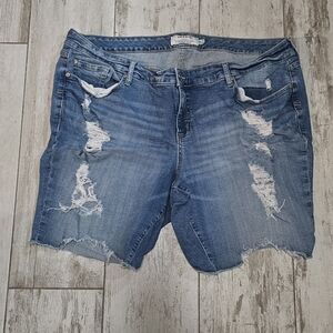 Torrid Distressed Blue Denim Women Shorts 24 Plus